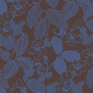 Serviettes de table coton Sulawesi Fleurs Terre indigo, Le Jacquard Français