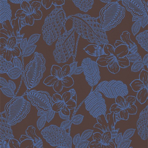 Serviettes de table coton Sulawesi Fleurs Terre indigo, Le Jacquard Français
