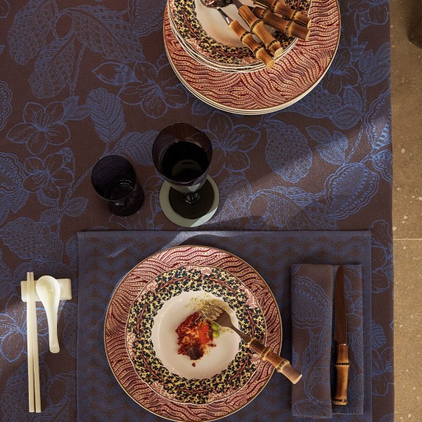 Serviettes de table coton Sulawesi Fleurs Terre...