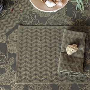 Serviettes de table coton Sulawesi Feuillage Canopée, Le Jacquard Français 2