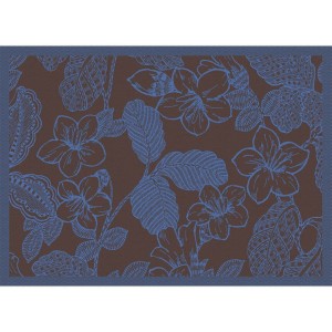 Sets de table enduits Sulawesi Fleurs Terre indigo, Le Jacquard Français