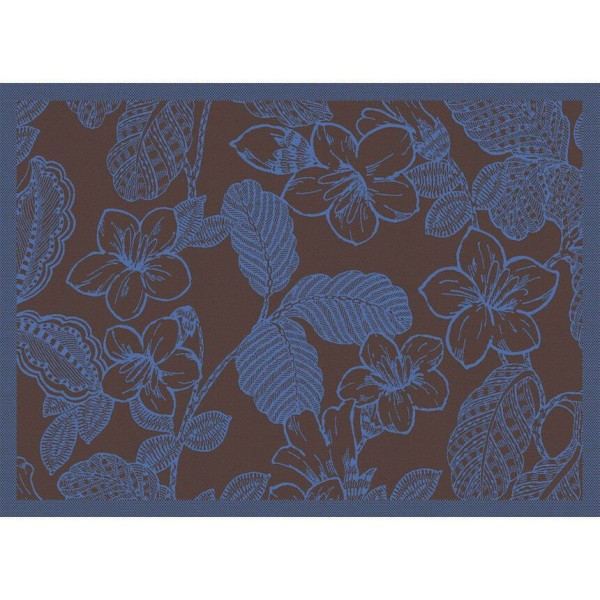 Sets de table enduits Sulawesi Fleurs Terre indigo, Le Jacquard Français