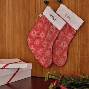 Chaussette de Noël Sous les étoiles Houx, Le Jacquard Français