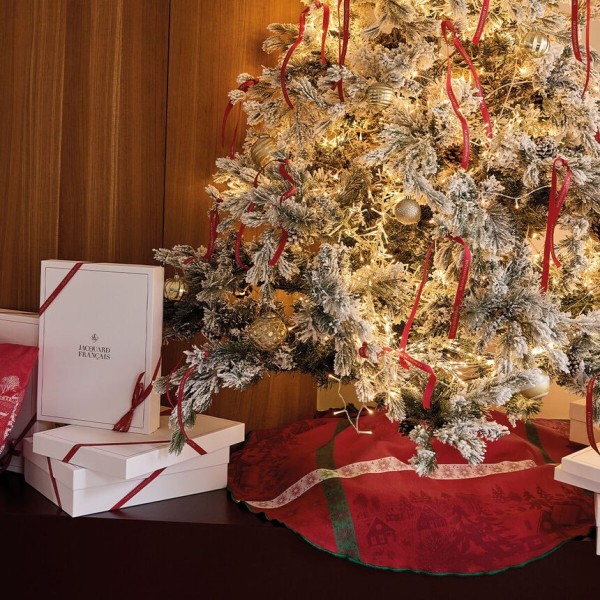 Tapis de sapin de Noël Sous les étoiles Houx, Le Jacquard Français