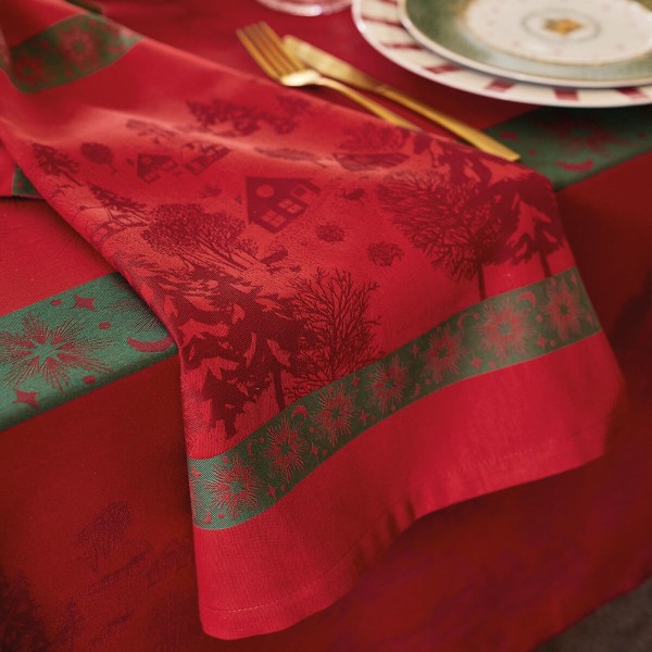 Nappe de Noël coton Sous les étoiles Houx, Le...