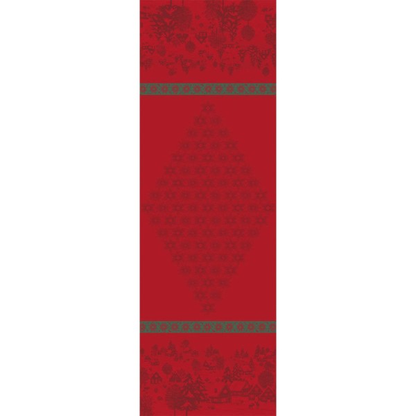 Chemin de table de Noël coton Sous les étoiles Houx, Le Jacquard Français