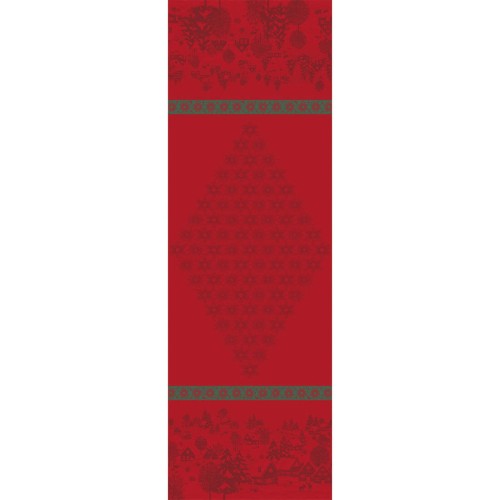 Chemin de table de Noël coton Sous les étoiles Houx, Le Jacquard Français