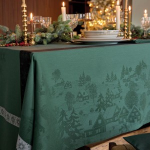 Nappe de Noël coton Sous les étoiles Gui, Le Jacquard Français