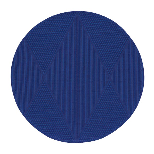 Sets de table antitache coton et lin Club Losanges Deep Blue D42cm, Le Jacquard Français