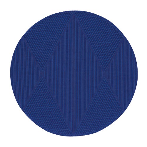 Sets de table antitache coton et lin Club Losanges Deep Blue D42cm, Le Jacquard Français