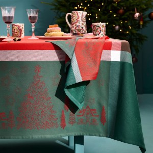 Serviettes de table coton Noël magique Houx, Garnier-Thiébaut 2