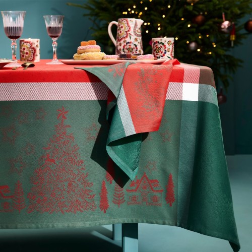 Serviettes de table coton Noël magique Houx, Garnier-Thiébaut