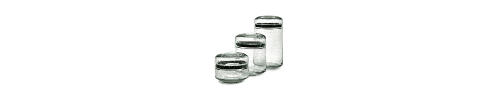 pot en verre et boite en verre, de cuisine, de decoration, design