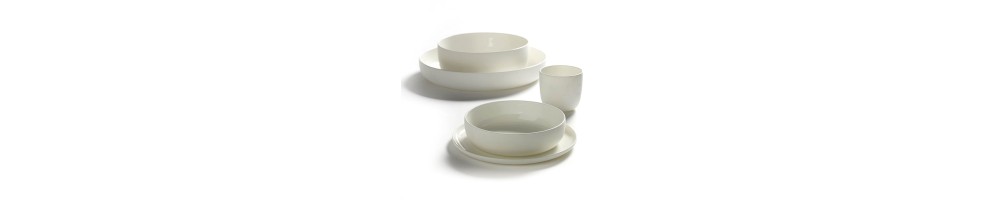 Service de table moderne, vaisselle porcelaine blanche, Base Piet Boon