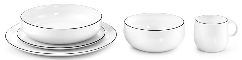 Service de vaisselle gastronomique au design moderne en porcelaine blanche